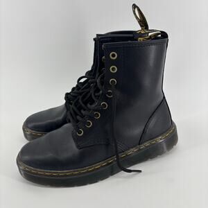 DocMartens Zavala Black Leather Platform Combat Boots Men 7 Women 8 Goth Grunge